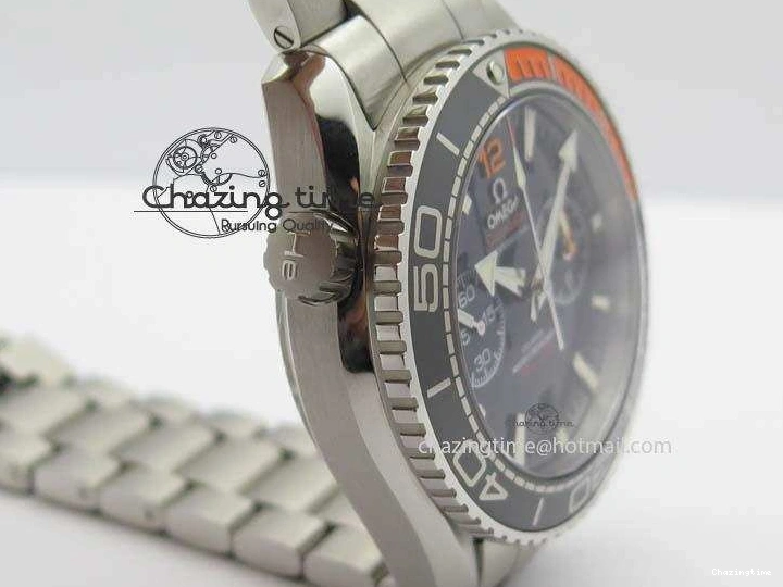 0413 Sustainable Planet Ocean Master Chronometer Chrono SS OM 1:1 Best Edition Black Dial On SS Bracelet A 8179